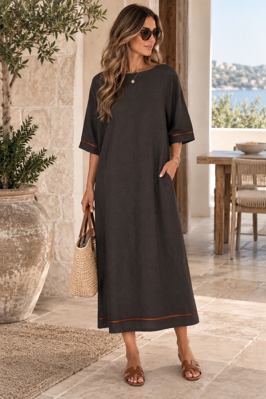 Eskandar Brown Wool Silk Oversized Midi Dress Size 2